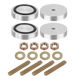 uxcell M8 Thread 50mm Diameter 10mm Thick Round Shape Aluminum Disc Set of 4 - with Screws and Anti-slip Ring, Glass Table Top Aluminum Circle Disc Adapter for Glass Table Tea Tables
