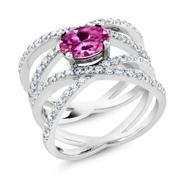 Gem Stone King 8X6MM Oval Gemstone Birthstone Criss Cross Engagement Ring For Women | 925 Sterling Silver | Fine Jewelry Gifts for Her Mom Women Wife | Available In Size 5, 6, 7, 8, 9