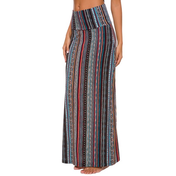 Urban CoCo Women's Stylish Spandex Comfy Fold-Over Flare Long Maxi