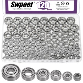 Swpeet 120Pcs 6 Sizes 693ZZ, 623ZZ, 624ZZ, 685ZZ, 687ZZ,627ZZ Ball Bearings Assortment Kit, Carbon Steel Deep Groove Bearings, Double Shielded