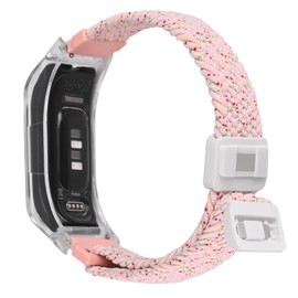 C2D JOY Braided Nylon band Compatible with vivosmart 5 Activity Tracker Replacement Watchband with Transparent Case-Pink