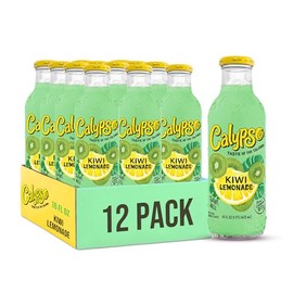 Calypso Lemonade, Kiwi Lemonade, Made with Real Fruit, 16 Fl Oz Glass Bottles (Pack of 12)