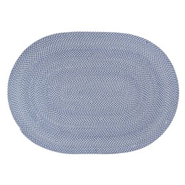 Super Area Rugs Tri-Color Cotton Farmhouse Braided Rug - Buffalo Check Blue,White,Gray 4' x 6' Oval