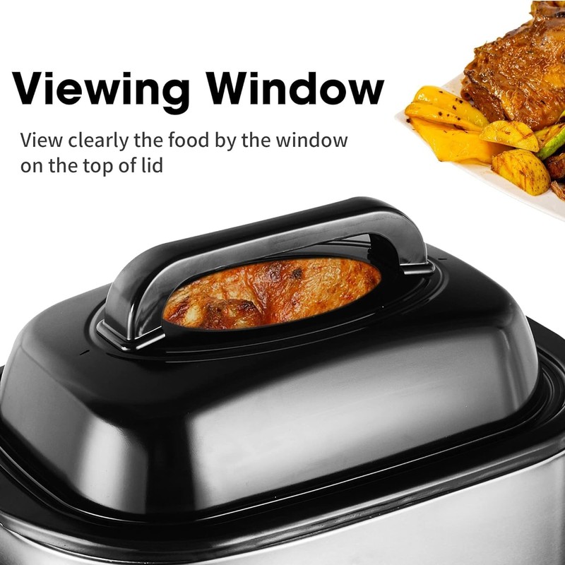 Sunvivi 24 Quart Electric Roaster with Removable Pan,Electric Turkey Roaster