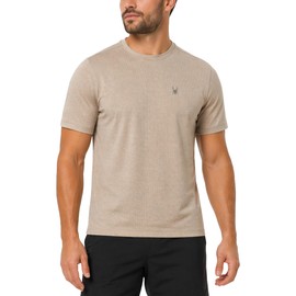 Spyder Mens Athletic Shirts - Moisture Wicking Short Sleeve Crewneck Workout Shirts for Men - Relaxed Fit Mens Shirts for Gym, Size Medium, Gravel