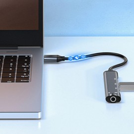 4-in-1 USB Audio Adapter, USB Hub with 3.5 mm Sound Port, Supports Headset and Microphone in One, 3 x USB + 3.5 mm Sound Port, Plug and Play Driver