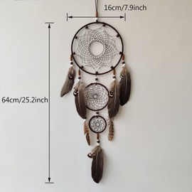 SOYUZU Brown Dream Catchers, Large Dream Catchers for Wall Hanging Native American Dream Catchers for Bedroom Adult Wall Art Ornament Home Decorations Gift