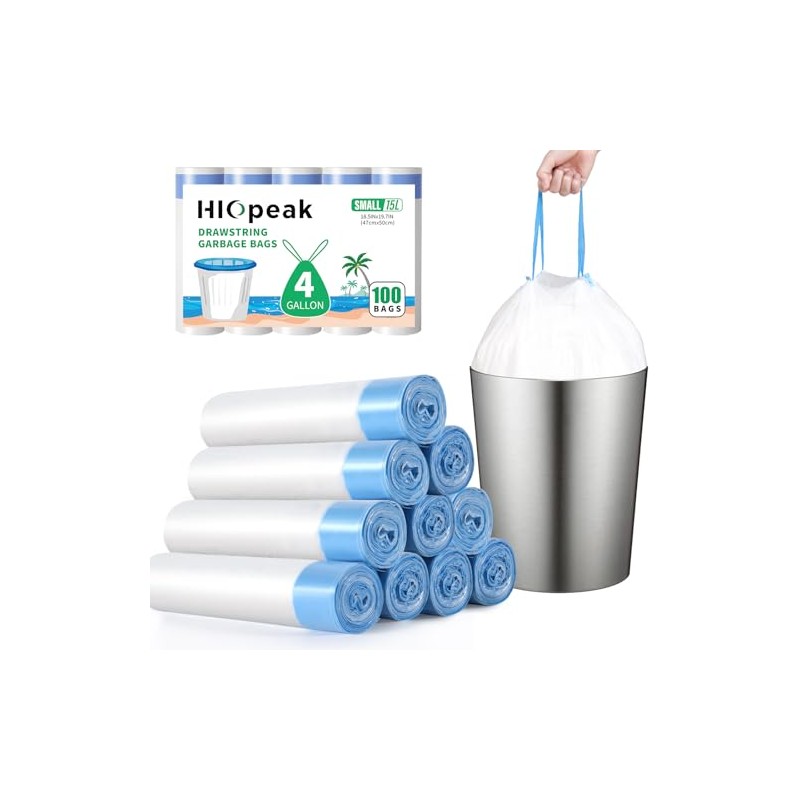 15 Litres White Garbage Bags Small-200 Count, 4 Gallon Small