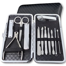 COLORBIRD ネイルケアセット 爪切り ネイルケア 爪やすり 甘皮処理 眉毛 ハサミ 毛抜き 耳かき ラグジュアリー (12ブラックダイヤ)