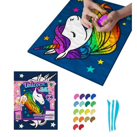 Mess-Free Unicorn Clay Painting Kit, Air Dry Clay Modelling Kit, Sensory 3D Canvas Fun Arts and Crafts Kit for Kids, Pre-Framed 40x30cm with Tools & Idea Guide – Fun, Hands-On Gift for Creativity