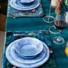 Topmela 12 Pcs Blue Melamine Dinnerware Set, Shatterproof and Dishwasher