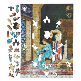 Wooden Jigsaw Puzzle for Adults - Uniquely Shaped Pieces - Made in The USA by FoxSmartBox - 230 Pieces - Woman Having Her Hair Combed