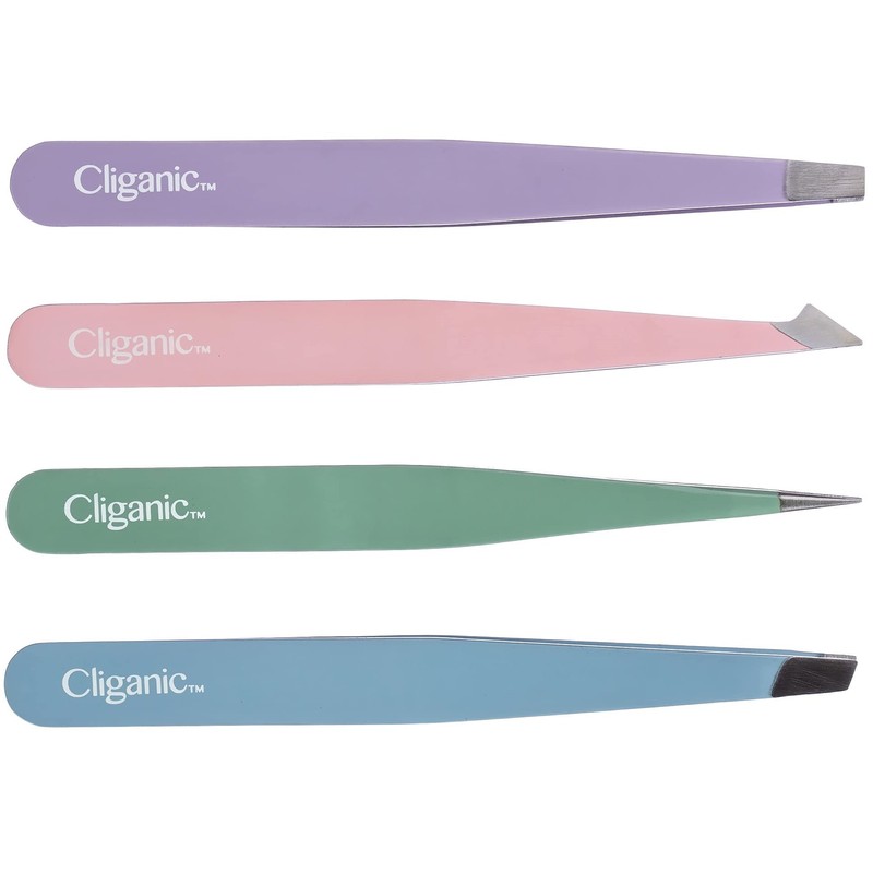 4-Piece Professional Tweezers Set with Case | Stainless Steel |