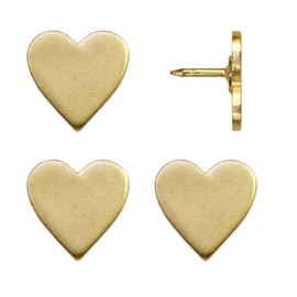 Big Gold Heart Push Pins - Large Gold Metal Heart Map Pins - for Cork Board, Maps, or Lapel Pin Use - Designed in USA - Set of 4