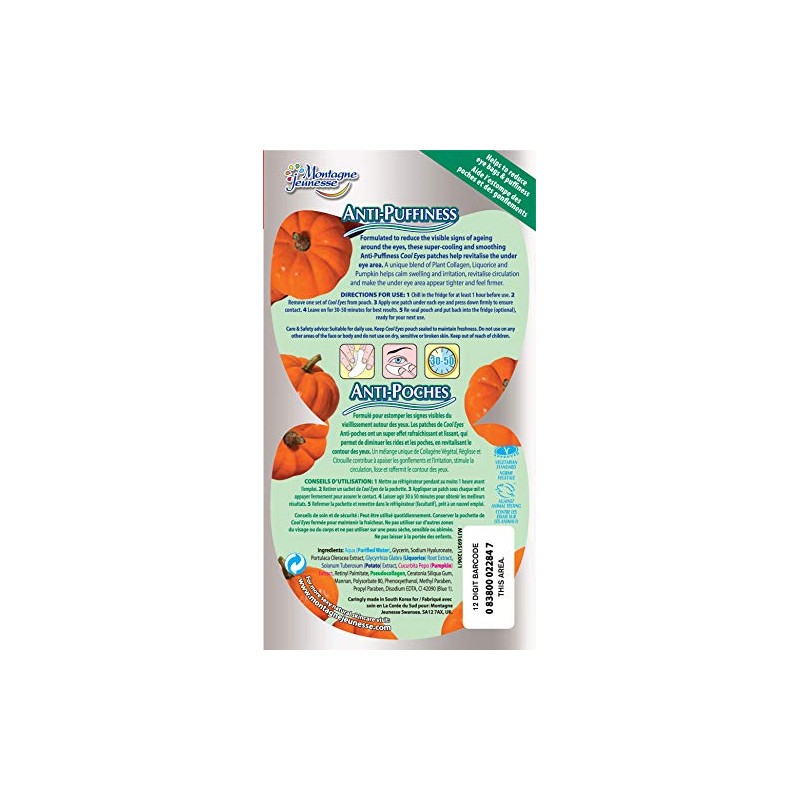 Montagne Jeunesse - Cool eyes - Parches anti bolsas (paquete