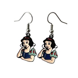 Cartoon Sleeping Beauty Snow Whit Littl Mermaid Beauty and Beast Brav Moana Earrings Stud (1)
