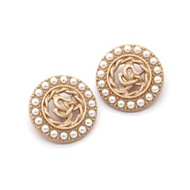 5 PCS Gold Metal Round Pearl Buttons for Clothing Women Coat Garment Buttons for Handmade Sewing Crafts (#9, 23mm)