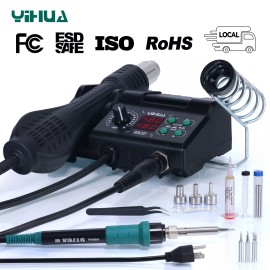 YIHUA 882D 750W Digital Solder Iron Kit Hot Air Gun Rework Soldering Station