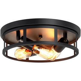 XPEHK Farmhouse Flush Mount Ceiling Lights,3-Light Black Hallway Light Fixtures,Rustic Flush Mount Ceiling Light Fixture for Kitchen Dining Room Entryway Hall,E26 Base