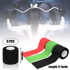 Twavang6 Pack 2 Inches Self Adhesive Bandage Wrap Breathable Cohesive Bandage Elastic Tape for Pets, Athletic, Sports, Wrist, Knee, Ankle(5 Yards Per Roll, Black)