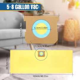 12-Pack 10-14 Gallon Bags replace for Shopvac,Type I 90672 9067200, Type F 90662 9066200 9066233, VF2005.Disposable Wet Dry Vacuum Collection Bags,Yellow