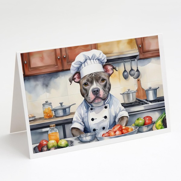 Caroline's Treasures Pit Bull Terrier The Chef Greeting Cards Pack