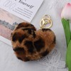 Leopard Print Fluffy Keyring Heart Pom Pom Keychain for Women