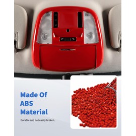 DSWSQ Roof Reading Light Cover Trim Fit for 2011 + Dodge Charger/Durango/Chrysler 300 Interior Accessories Red Reading Lamp Decals Cover Trim Sticker Kit (B)