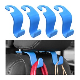 povtii 4PCS Car Seat Headrest Hook, Auto Back Seat Hanging Storage Organizer, Vehicle Seatback Hanger Holder for Purse Handbag Coat Umbrella, Universal Interior Car Accessories (Light Blue)