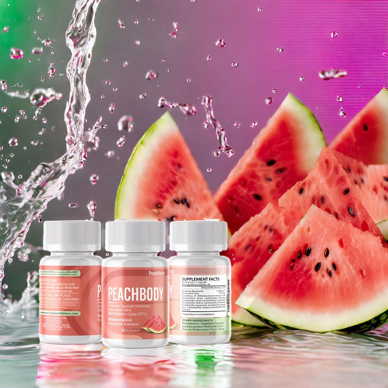 Peachlife Watermelon Flavored & Scented Probiotic Vaginal Suppositories | with