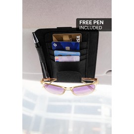 AC4 Compact Sun Visor Organizer for Car – Slim Design with Built-In Pen Holder + FREE Pen, Card & Sunglasses Storage, Universal Fit for Cars, Trucks & SUVs