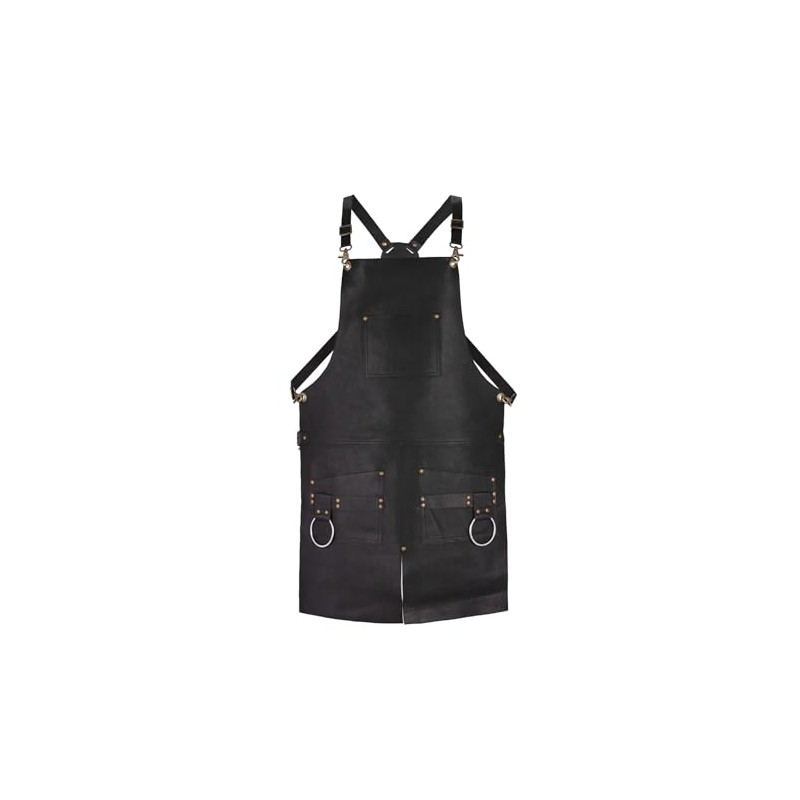 TANNER lONDON Split Leg Design Leather Apron, Brown, Green, Black,