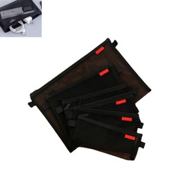 XUTONG 5 Pcs Zipper Black Mesh Pencil Bags,Pouch Portable Office Supplies Storage,4 Size Pencil Case Cosmetic Storage for School Office