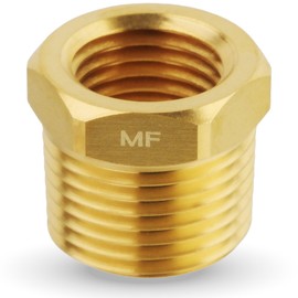 MAACFLOW MAACFLOW brass 3/8" Male NPT to 1/4" Female NPT Adapter Reducer Hex Bushing (Thread OD 0.65" - ID 0.44") (Pack of 1)