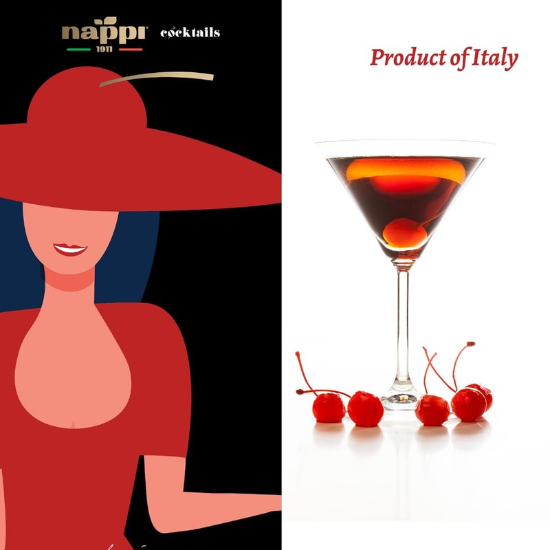 Nappi 1911, Maraschino Cocktail Cherries with Stem in Syrup, 13.76
