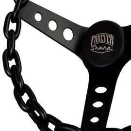 11" Black Chain Steering Wheel 3-Spoke with Engraved Horn Button-3 Hole