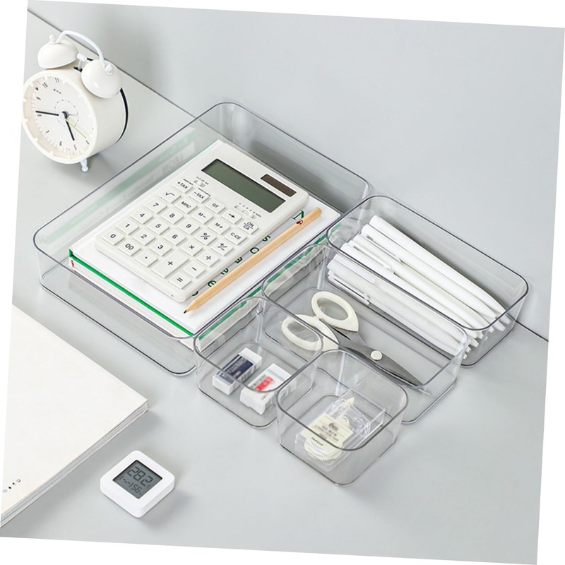 FUNOMOCYA Versatile Acrylic Drawer Organizers Set 3 Trays for Desk