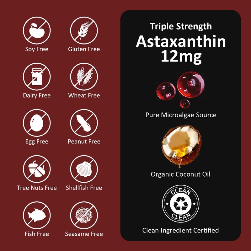 PhytoVital Astaxanthin 12mg with MCT Oil, 60 Softgels (2-Month Supply)