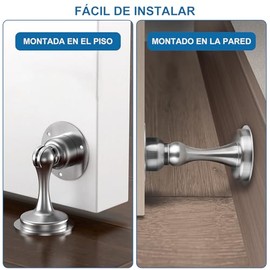 2 Piezas Tope de Puerta Magnético, ZRJJTQ 2 Pack Captura de Puerta Magnética de Acero Inoxidable, Imanes para Puertas con Almohadillas Autoadhesivas 3M y Tornillo de Montaje, para Familia y Oficina