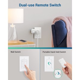 DEWENWILS Remote Control Outlet Wireless Light Switch, 2 Independent Control Sockets Electrical Remote Outlet Switch for Plug in Pendant Light, No Wiring,100 Ft Range, FCC Listed