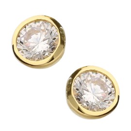 9ct Gold on Silver Diamond Stud Earrings - April Birthstone