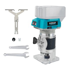 1/4" Cordless Compact Wood Router for Makita 18V Battery (NO BATTERY), 5 Variable Speeds Fixed Base Palm Plunge Router for Woodworking, DIY, Brushless Motor (Blue)