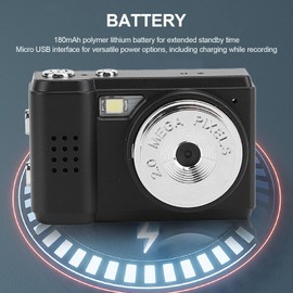 Vintage Digital Camera Portable, CCD Vintage Camera,1080P Compact Video Camera - 198° Wide Angle Lens, 15X Macro Lens, Up to 128G Support for Travel