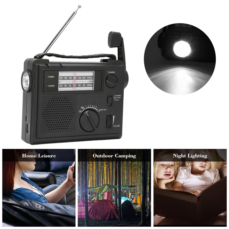 Crank Radio Portable FM AM WB Band Multi Powered Emergency