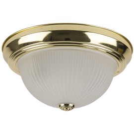 Sunlite DBS11/FR 11-Inch Dome Ceiling Fixture, Polished Brass Finish with Frosted Glass