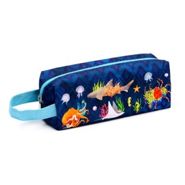Puckator Marine Kingdom Oxford Cloth Pencil Case - School Equipment Stuff - Pencil Cases - Large Capacity Preppy Pencil Case - Zipper Pouch - Office Essentials Pencils Case Cute Pencilcase Pen Case
