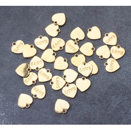 Ruwado 30 Pcs Heart Shape Love Charms with Hooks Metal Cute Pendants for Jewelry Making Kits Necklace Bracelets Crafting DIY Scrapbooking Earring Keyring Christmas Thanksgiving Valentine’s Day (Gold)