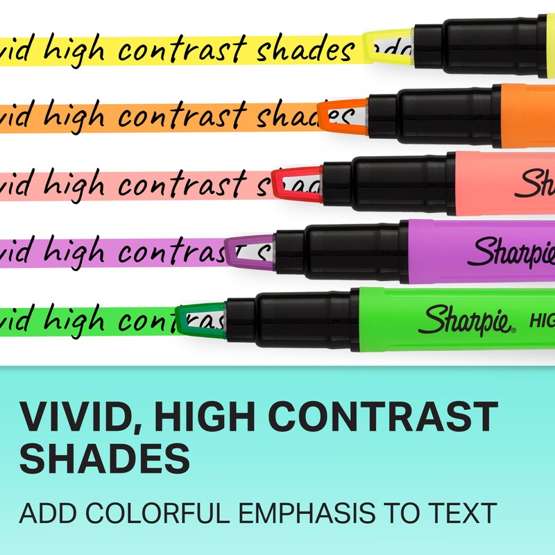 Sharpie Clear View Highlighter Sticks, Chisel Tip, Assorted Fluorescent, 8