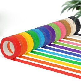 Aeojoor 12 Rolls Colorful Masking Tape, Hand-Tearable Decorative Craft Tape for Scrapbooking, DIY Projects, Gift Wrapping, Wall Art & Office Use