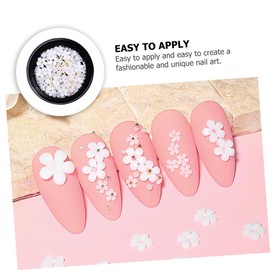 Outanaya 2pcs Nail Art Charms White Resin Five-Petal Flower Decorations Elegant Manicure Accessories for Salon Home Use for Natural and Artificial Nails